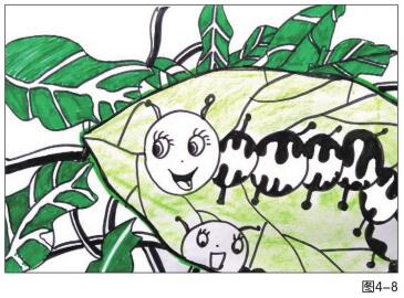毛毛虫与树叶儿童绘画步骤08