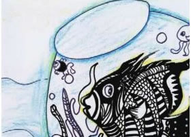 漂亮的鱼缸儿童绘画步骤