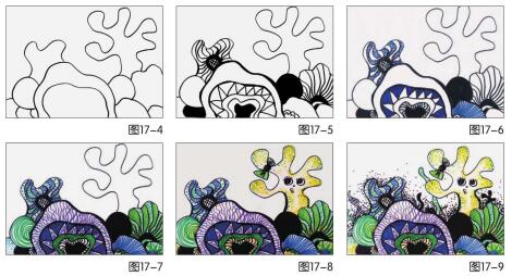 梦幻珊瑚海儿童绘画步骤04,05,06,07,08,09