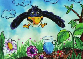 《乌鸦喝水》儿童绘画步骤