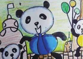 熊猫杂耍儿童绘画步骤