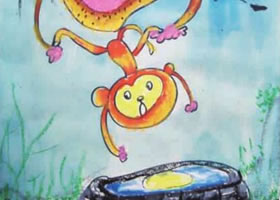 《猴子捞月》儿童绘画步骤