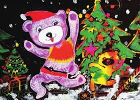 过圣诞的小熊儿童绘画步骤