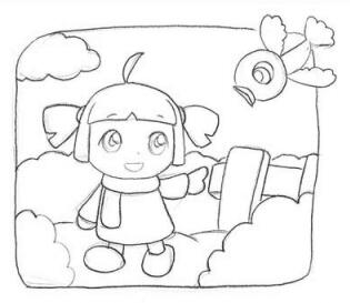 小女孩创意素描画法步骤02