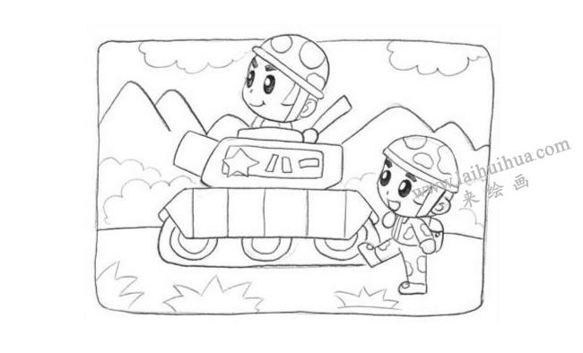 玩具士兵创意素描画法步骤02