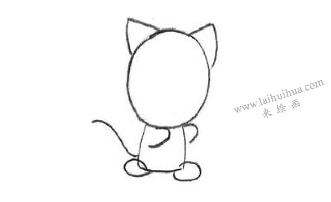 小猫创意素描画法步骤02