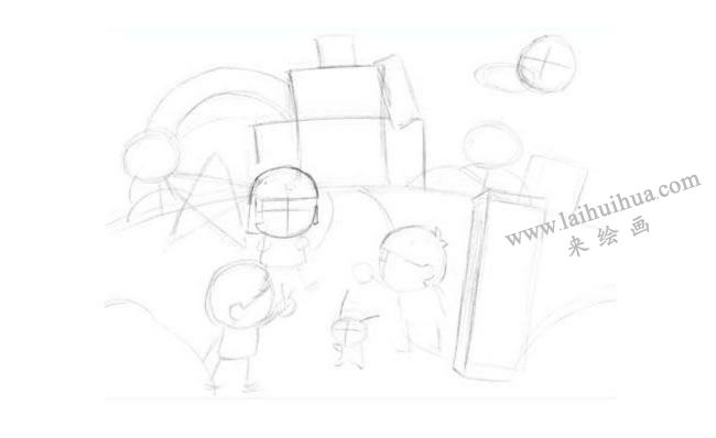 开心学校创意素描画法步骤01