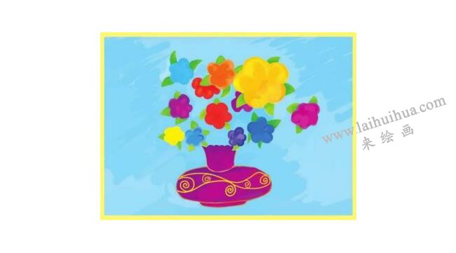 花朵和花瓶水粉画绘画步骤03