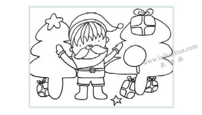  课送圣诞礼物的小男孩水粉画作画步骤01