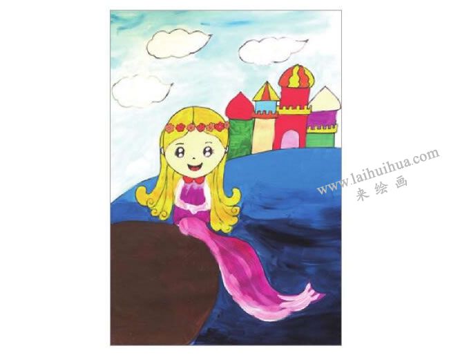 海的女儿美人鱼水粉画作画步骤05