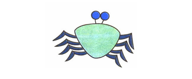 螃蟹儿童卡通画法步骤02