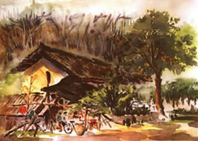 《林场小屋》风景水彩画的写生步骤与方法