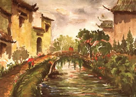 《小桥•流水•人家》风景水彩画的写生步骤与方法