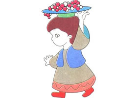 新疆女孩儿童卡通画