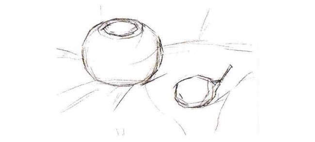 陶罐和梨子水粉画法步骤01