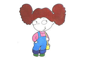 背包的女娃娃儿童卡通画法步骤