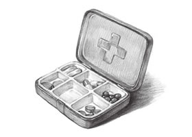 便捷药盒的素描画法步骤