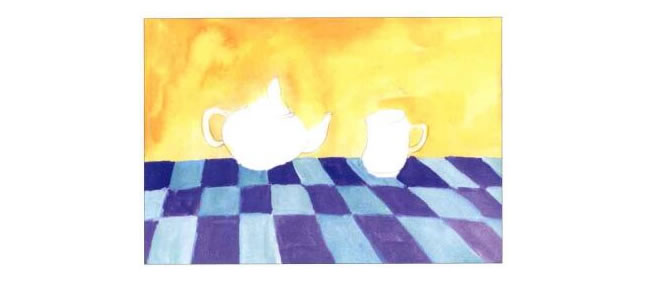 茶杯和茶壶儿童水粉画法步骤01