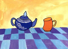 茶杯和茶壶儿童水粉画法步骤