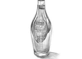 透明的酒瓶素描画法步骤