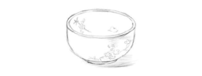 白色的陶瓷碗素描画法步骤03