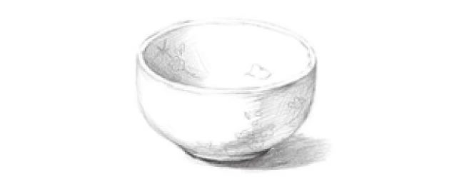白色的陶瓷碗素描画法步骤04