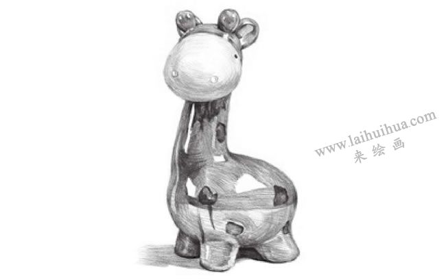陶瓷小鹿雕塑素描画法步骤10