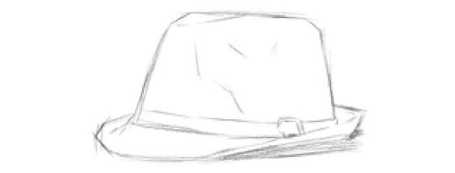 时尚的帽子素描画法步骤02