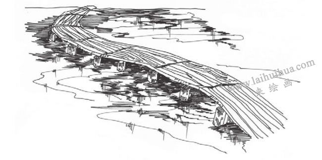 木桥的速写画法