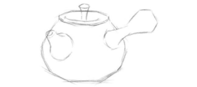 茶壶素描画法步骤02