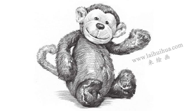 小猴子毛绒玩具素描画