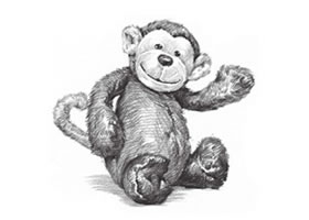 小猴子毛绒玩具素描画法步骤