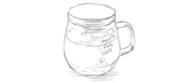 玻璃杯素描画法步骤图解03