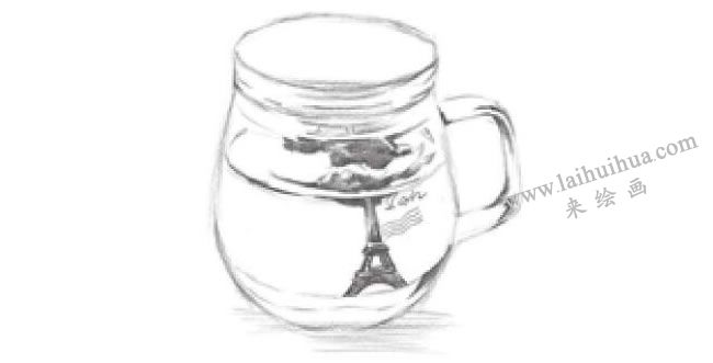 玻璃杯素描画法步骤图解04