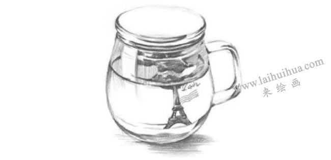 玻璃杯素描画法步骤图解06