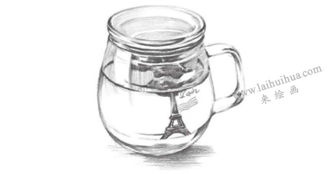 玻璃杯素描画法步骤图解07