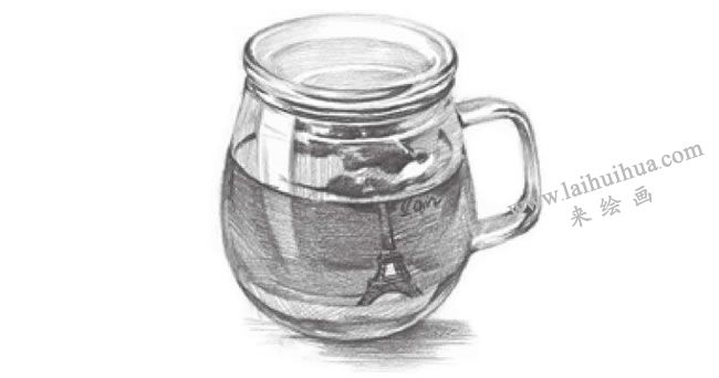 玻璃杯素描画法步骤图解09
