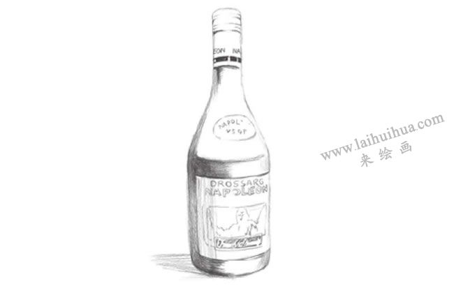 黑色的酒瓶素描画法步骤04