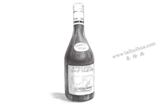 黑色的酒瓶素描画法步骤06