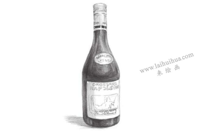 黑色的酒瓶素描画法步骤07