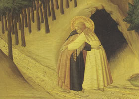 萨塞塔《圣安东尼和圣保罗的会见》名画