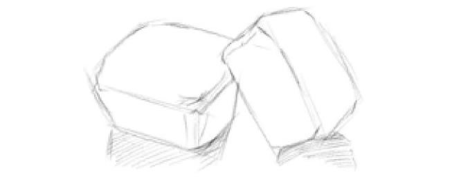 方形纸杯蛋糕素描画法步骤02