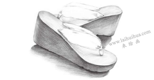 海滩鞋的素描画法步骤05