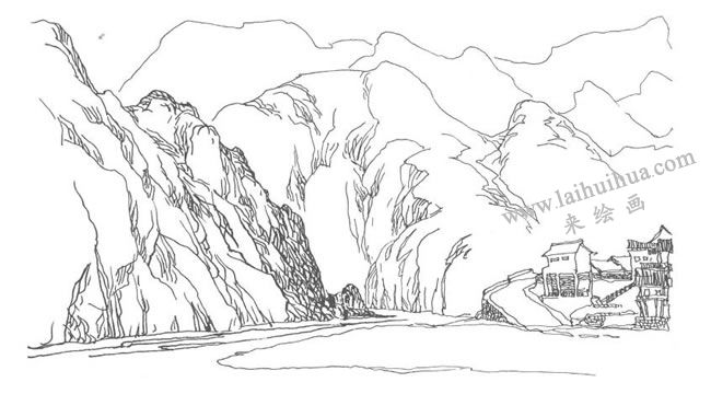 《三峡巫溪》钢笔风景速写作画步骤04