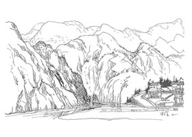 《三峡巫溪》钢笔风景速写作画步骤