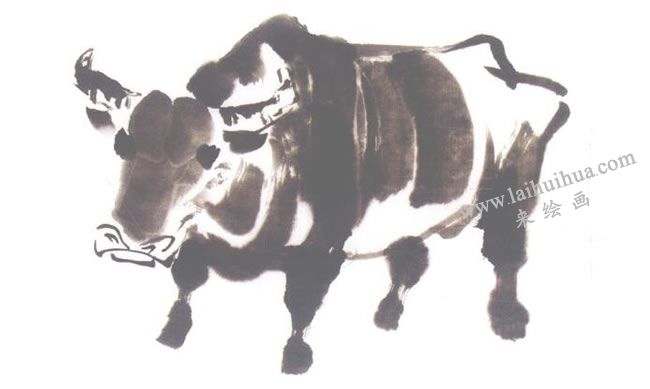 牛的儿童水墨画法步骤04