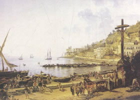 谢德林《那不勒斯港的马格林堤岸》名画
