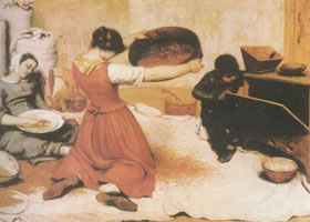居斯塔夫•库尔贝《筛麦的女子》名画