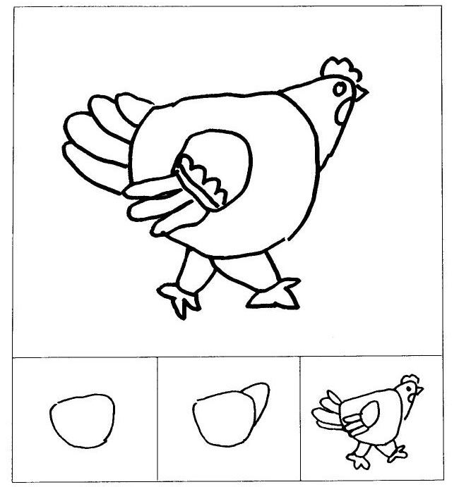 母鸡的儿童画法
