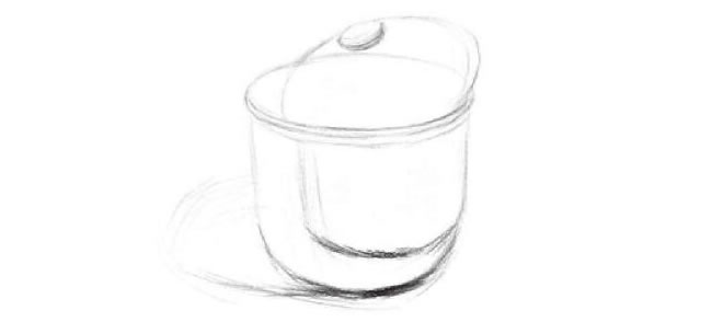 白瓷罐素描画法步骤01